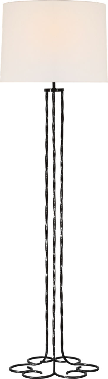 Shae 65" Sculpted Floor Lamp in Aged Iron with Linen Scallop Shade