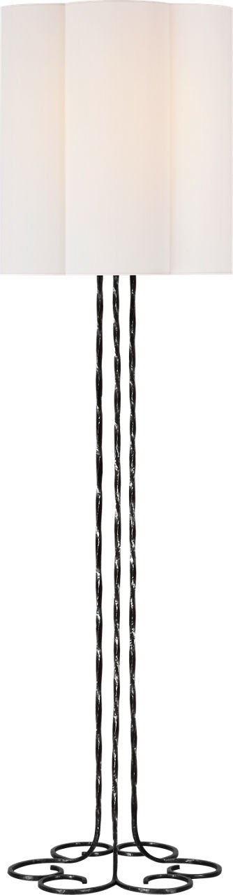 Shae 65" Sculpted Floor Lamp in Aged Iron with Linen Shade