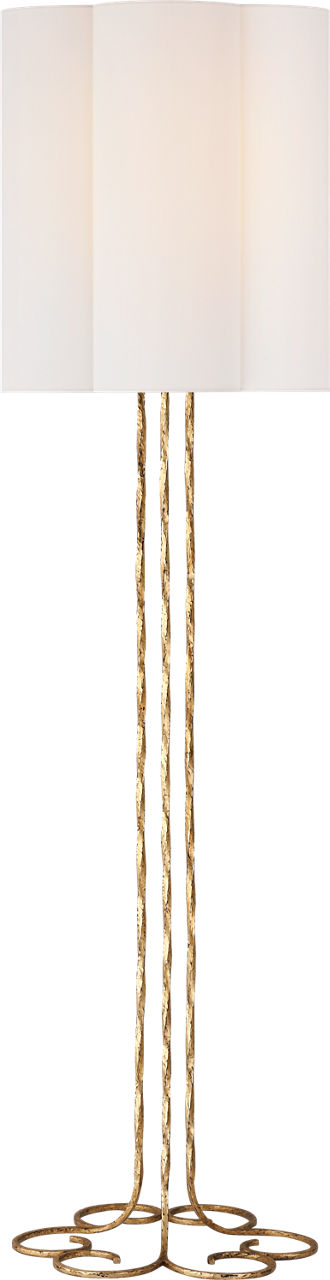 Shae 65" Sculpted Floor Lamp in Gilded Iron with Linen Shade