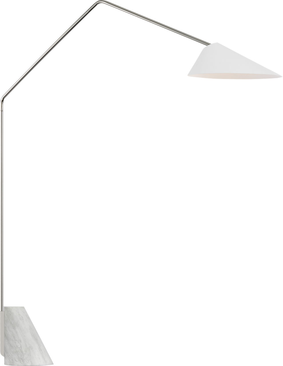 Lorna Extra Large Arc Floor Lamp in Polished Nickel with White Shade