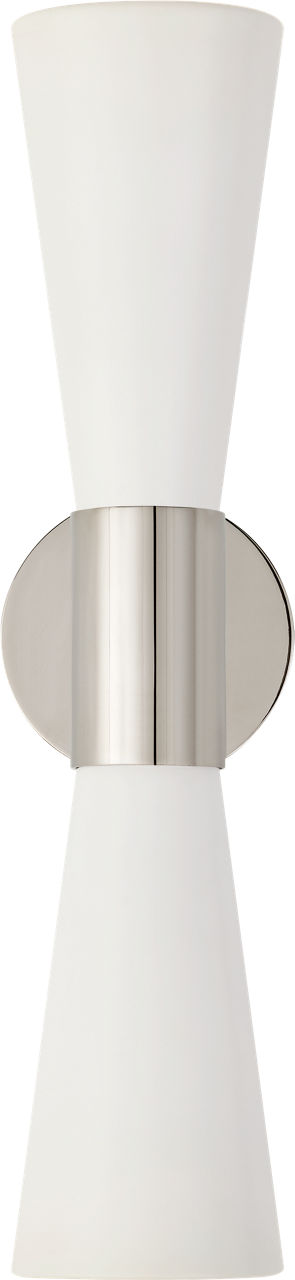 Clarkson Medium Narrow Sconce in Polished Nickel and White