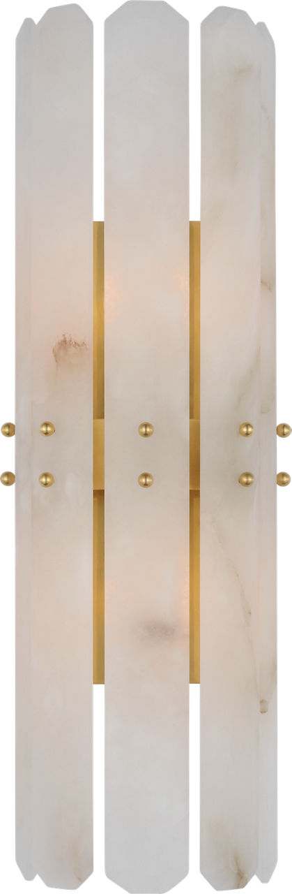 Bonnington Tall Sconce in Hand-Rubbed Antique Brass with Alabaster