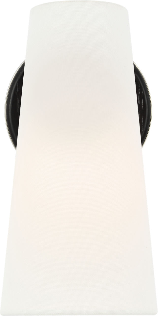 Olina 10" Sconce in Polished Nickel and Ebony with Linen Shade
