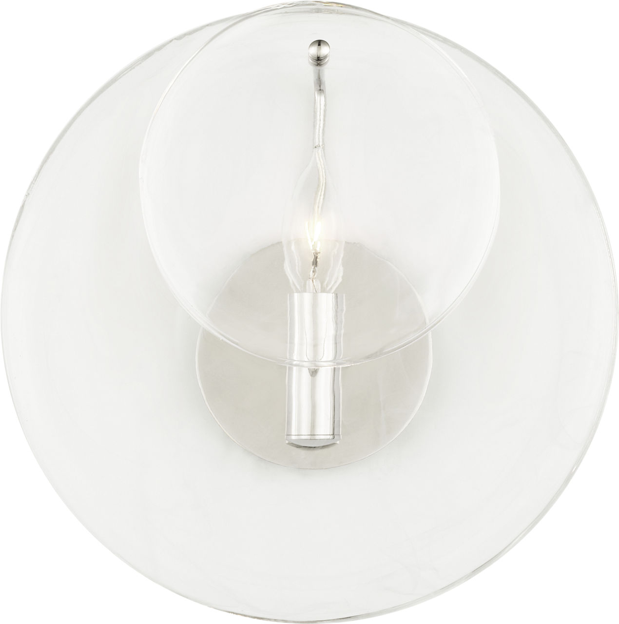 Loire Small Sconce in Polished Nickel with Clear Strie Glass