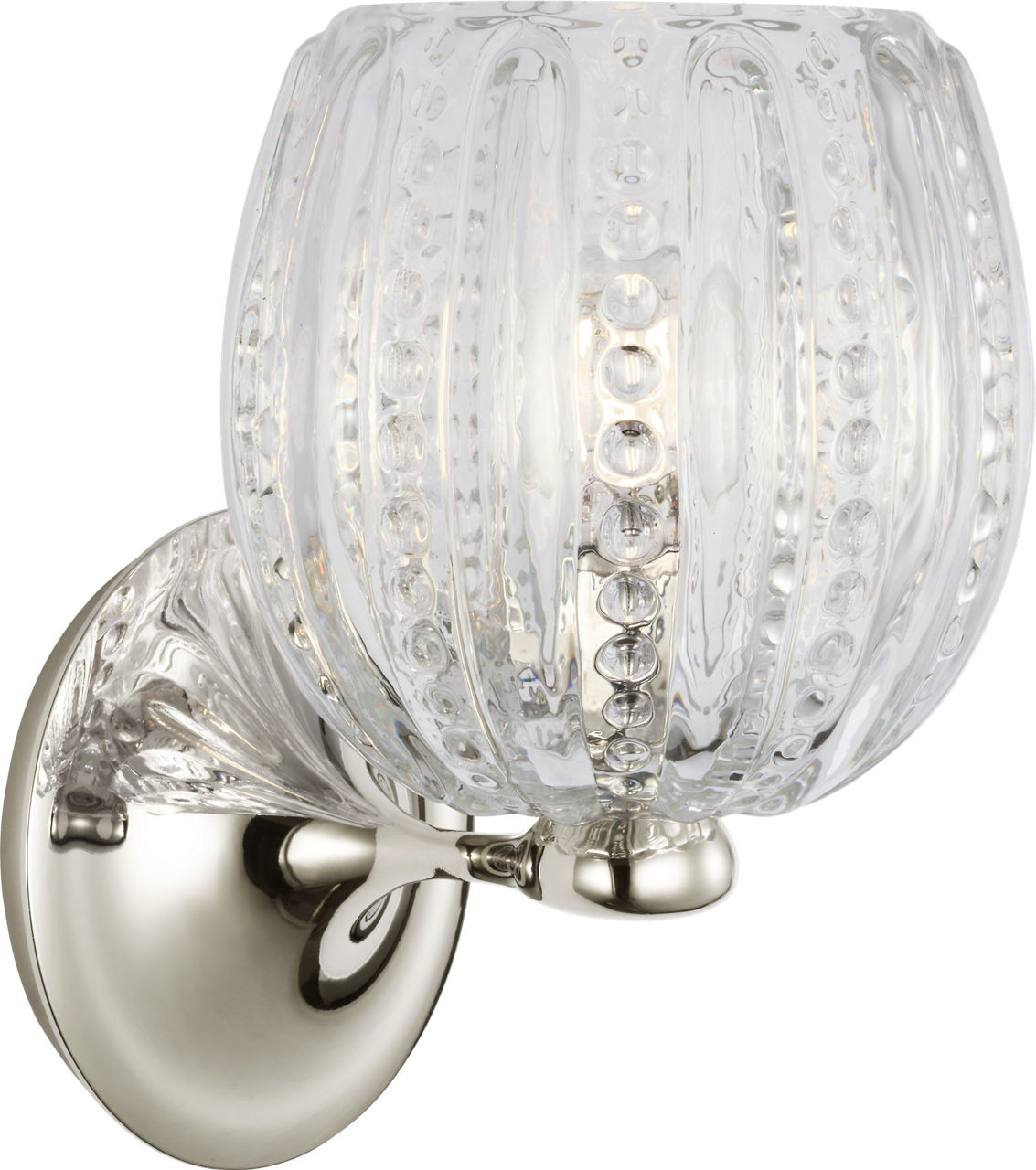 Lazari Single Bath Sconce in Polished Nickel with Clear Glass