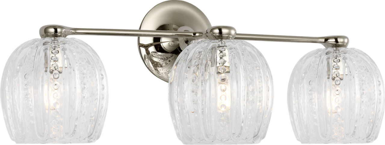 Lazari Triple Bath Sconce in Polished Nickel with Clear Glass