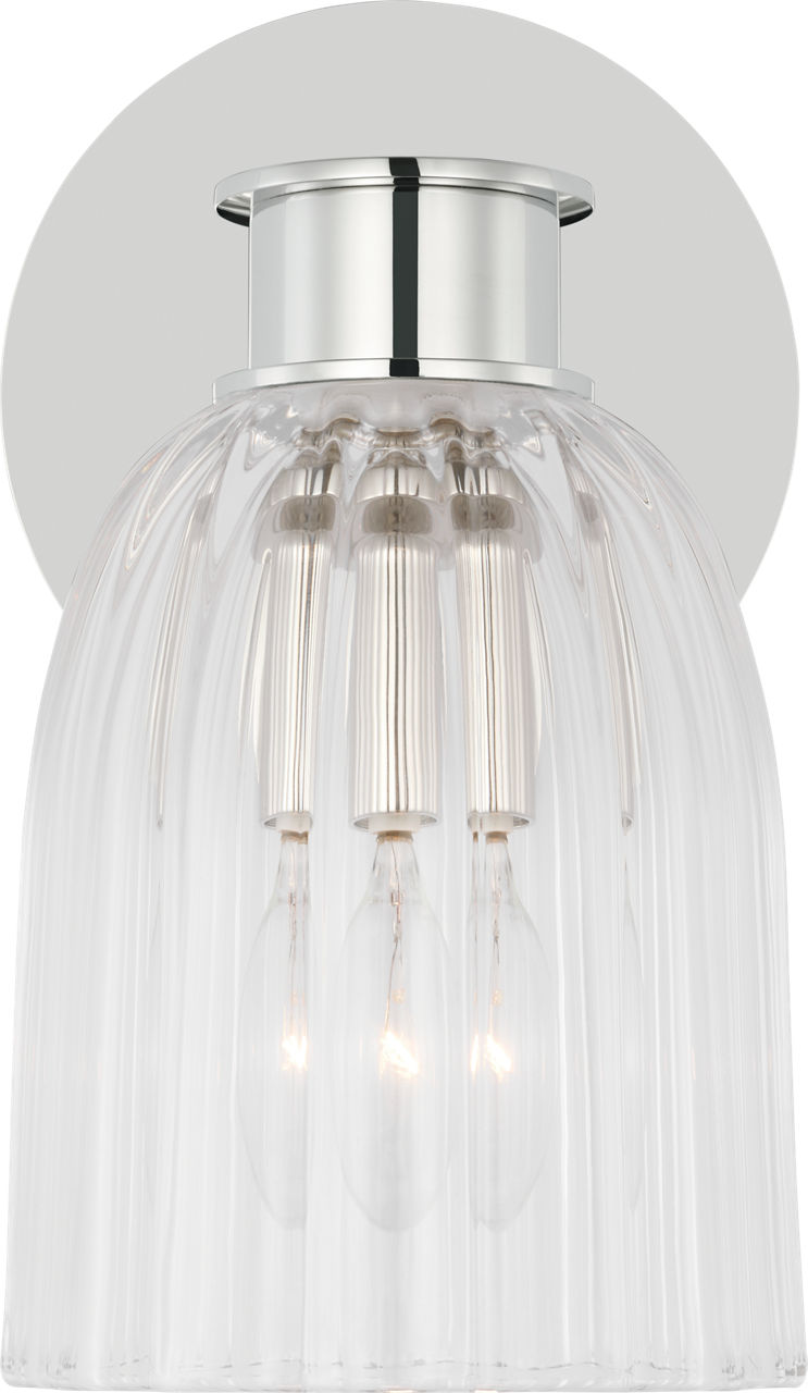 Asalea Single Sconce in Polished Nickel with Clear Glass