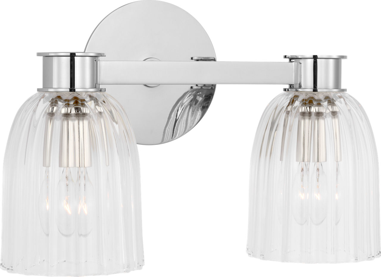 Asalea Double Sconce in Polished Nickel with Clear Glass