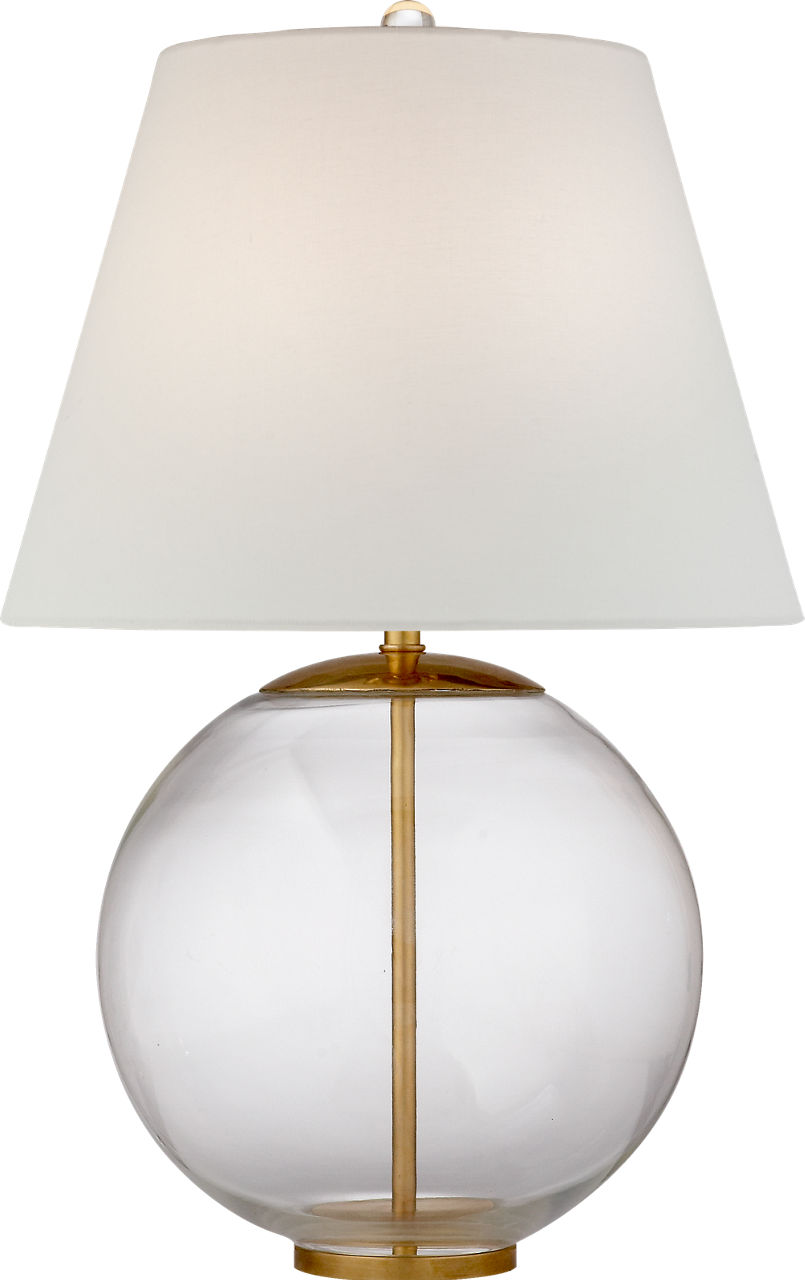 Morton Table Lamp in Clear Glass with Linen Shade