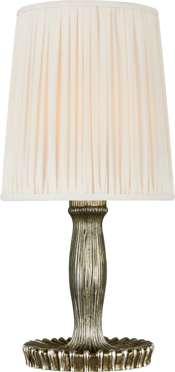 Ovid 14" Cordless Accent Lamp in Silver Lustre with Silk Pleated Shade
