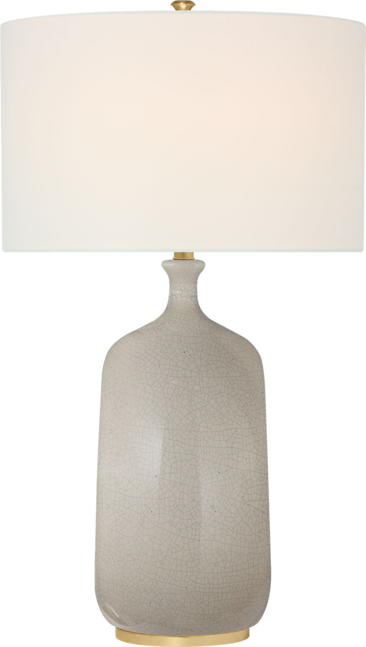 Culloden Table Lamp in Bone Craquelure with Linen Shade