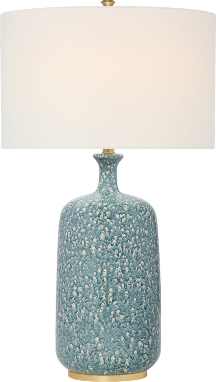 Culloden Table Lamp in Blue Lagoon with Linen Shade