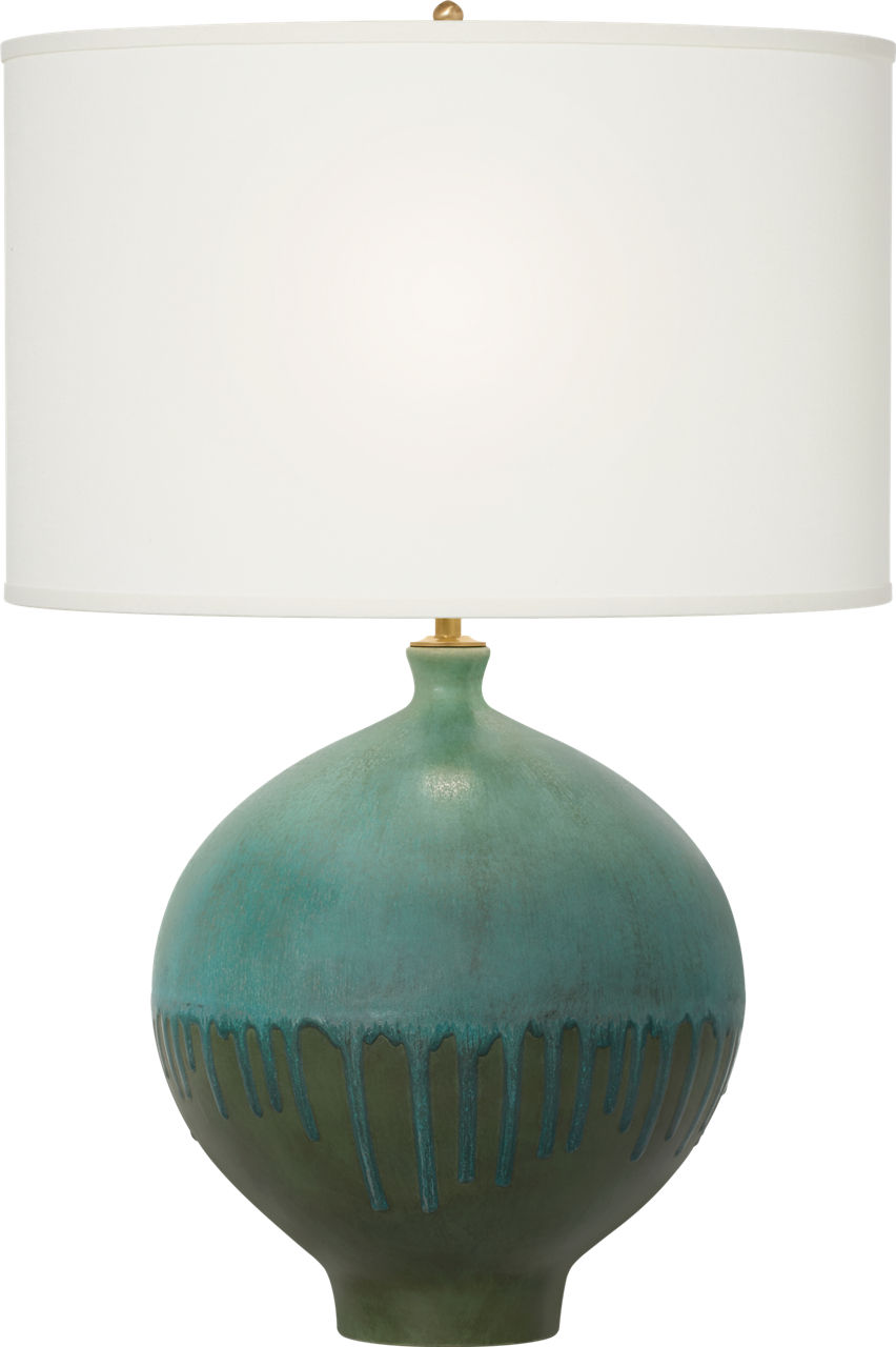 Gaios Table Lamp in Volcanic Verdi with Linen Shade