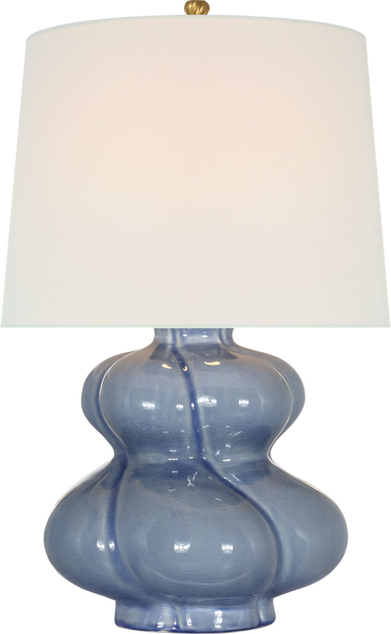 Marlene 25" Table Lamp in Polar Blue Crackle with Linen Shade