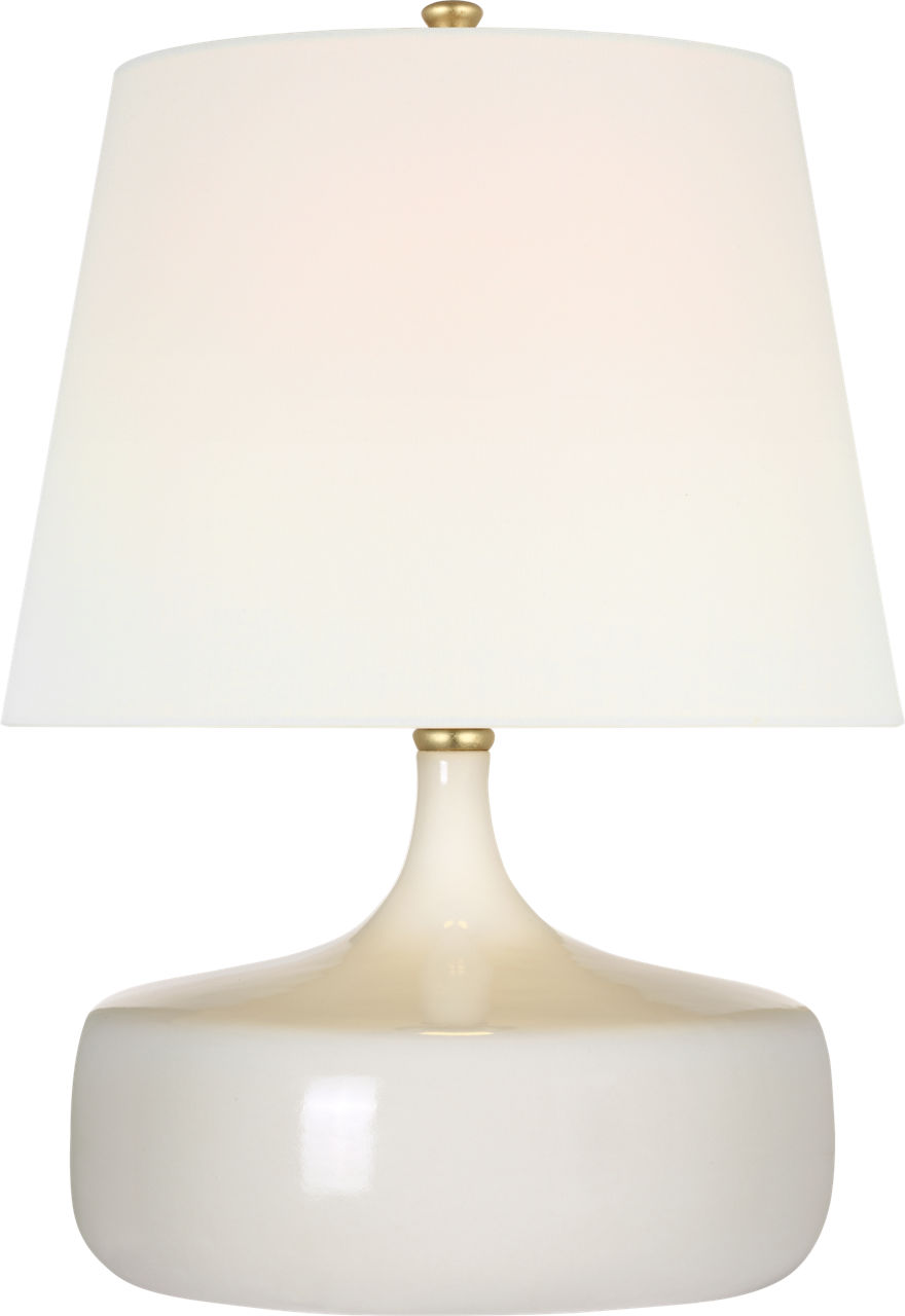 Cassis 19" Low Wide Table Lamp in Ivory with Linen Shade