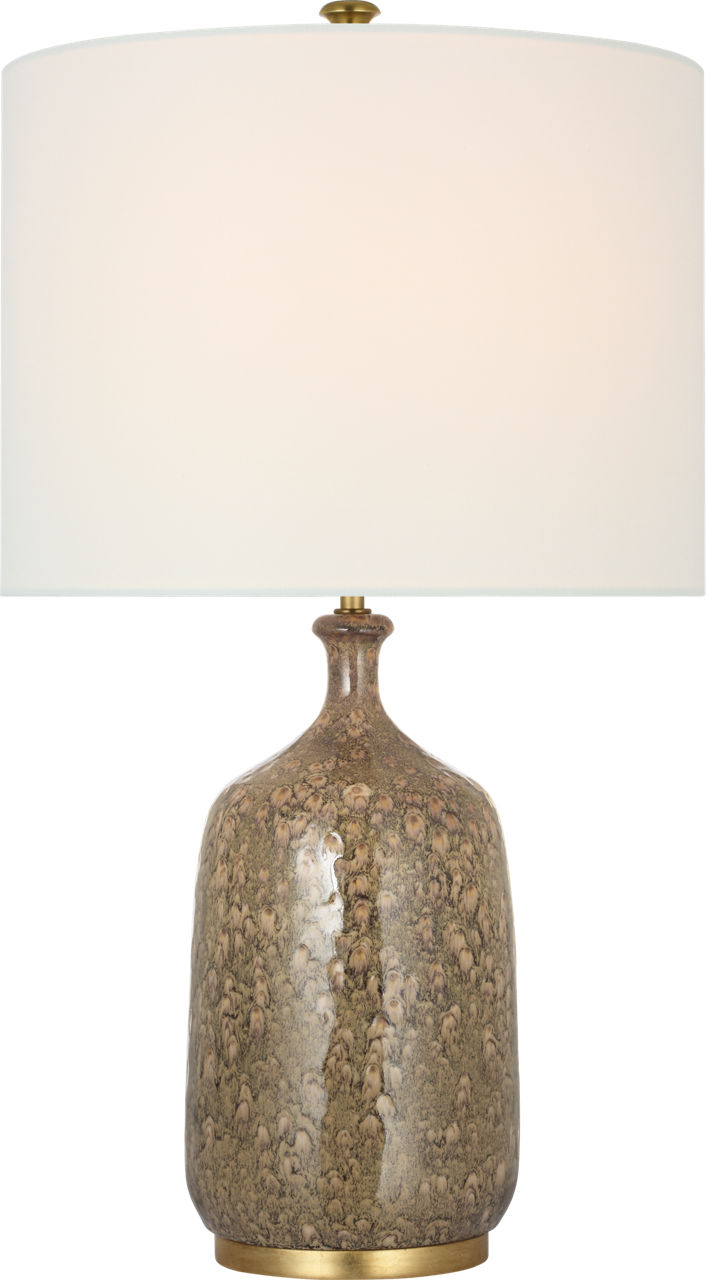 Culloden 25" Cordless Table Lamp in Marbleized Sienna with Linen Shade
