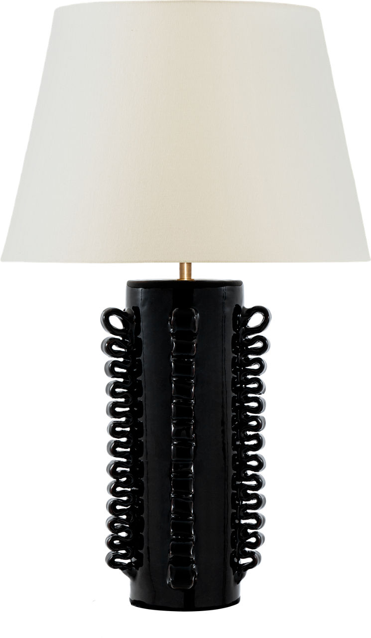 Amandine 25" Table Lamp in Raven Black with Linen Shade