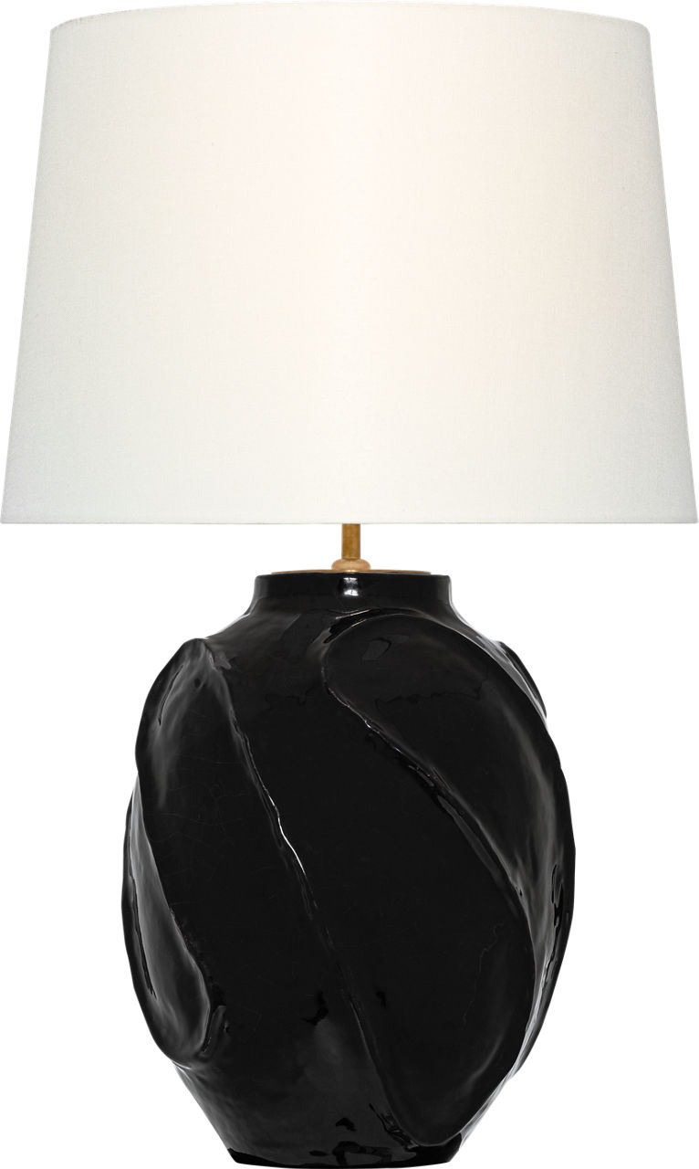 Idalia 28" Sculpted Table Lamp in Raven Black with Linen Shade