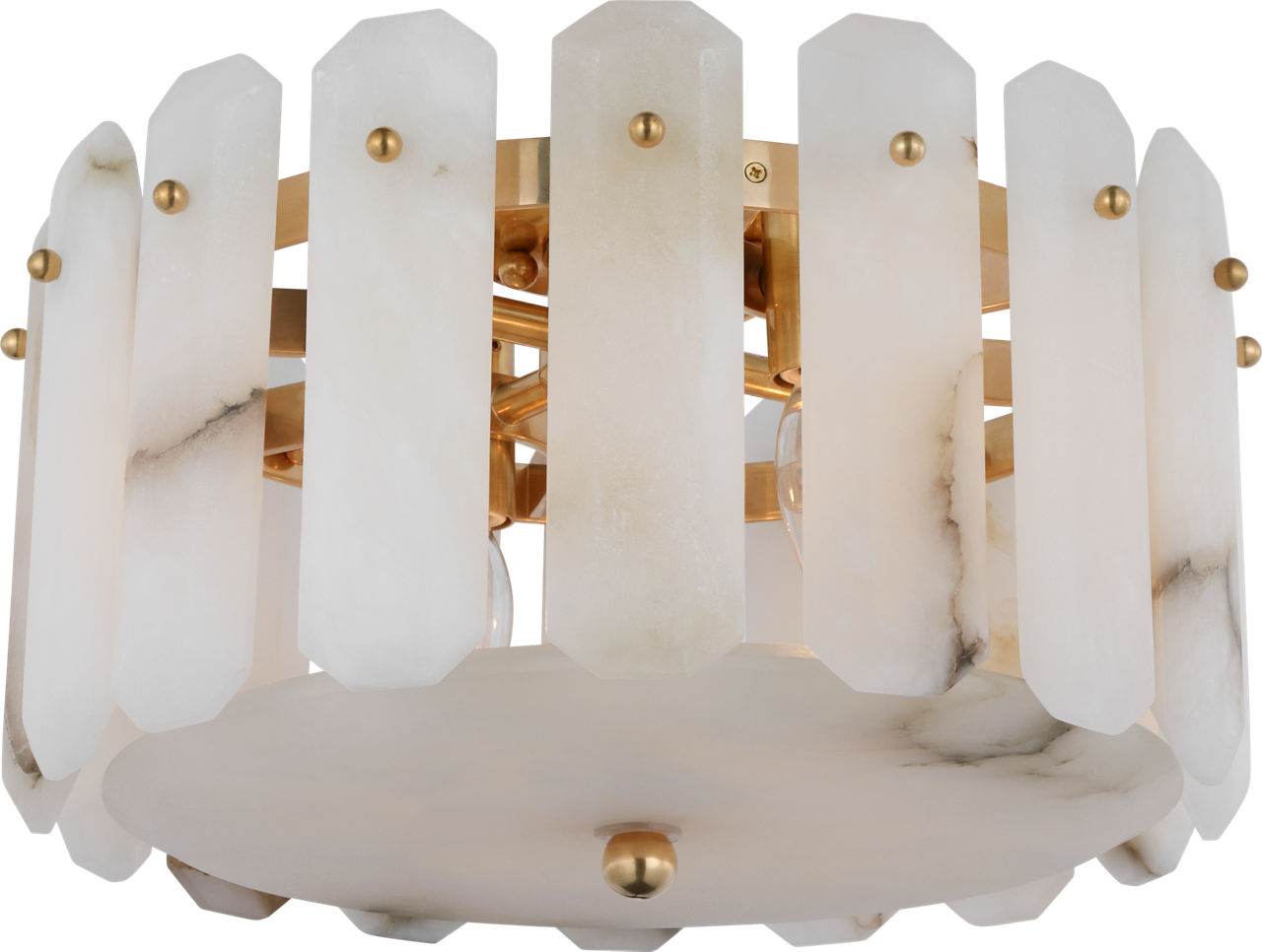 Bonnington Small Flush Mount in Hand-Rubbed Antique Brass with Alabaster