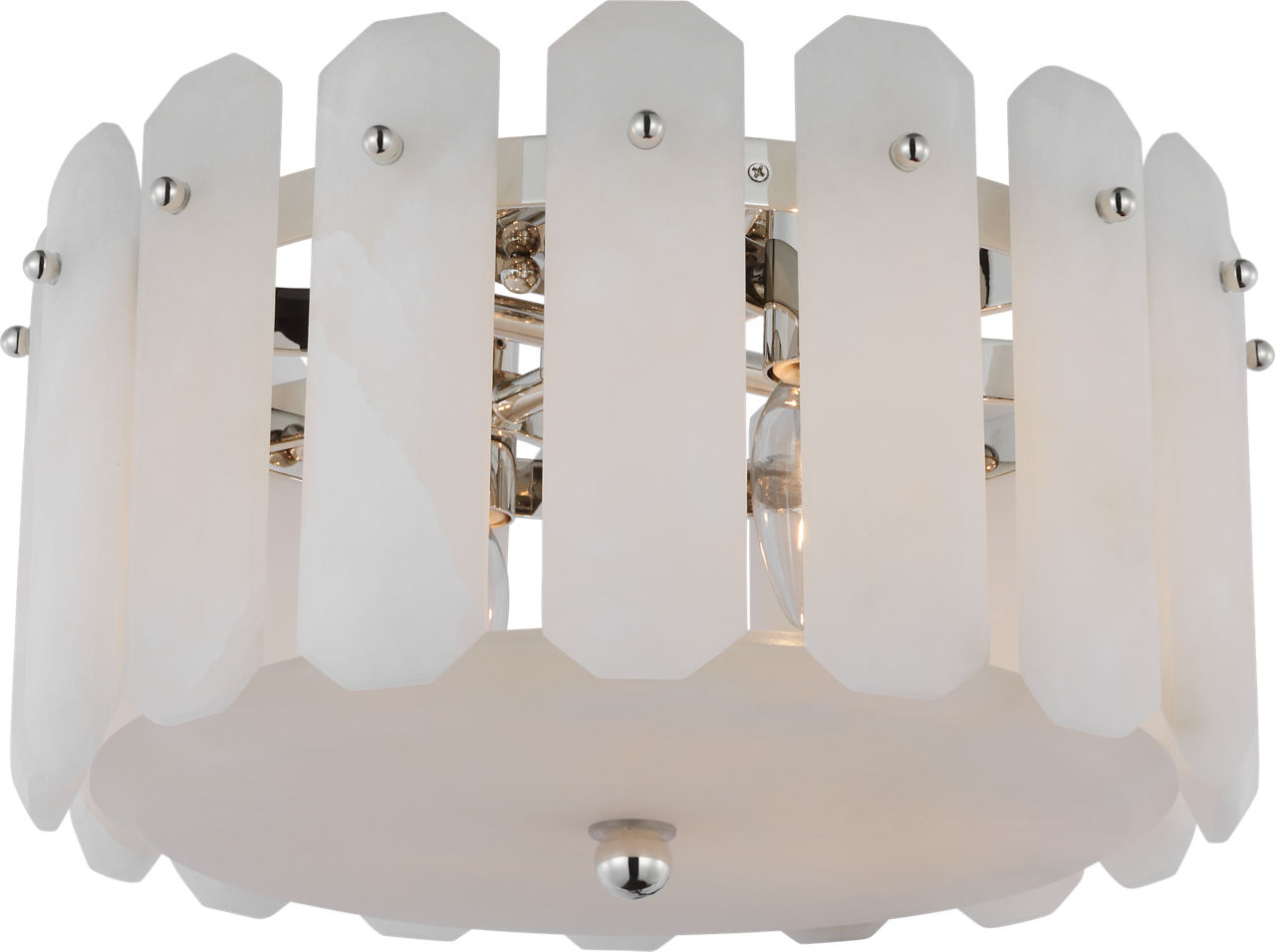 Bonnington Small Flush Mount in Polished Nickel with Alabaster