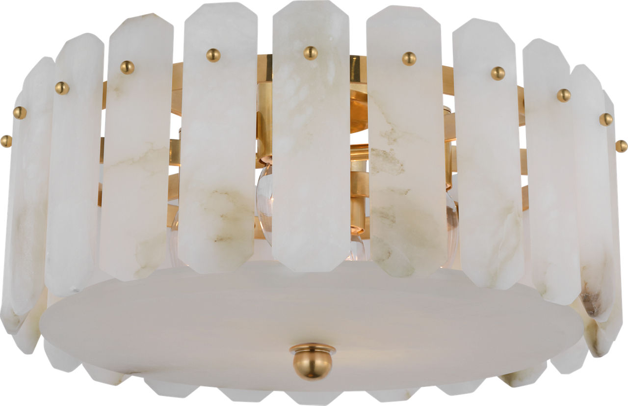 Bonnington Medium Flush Mount in Hand-Rubbed Antique Brass with Alabaster