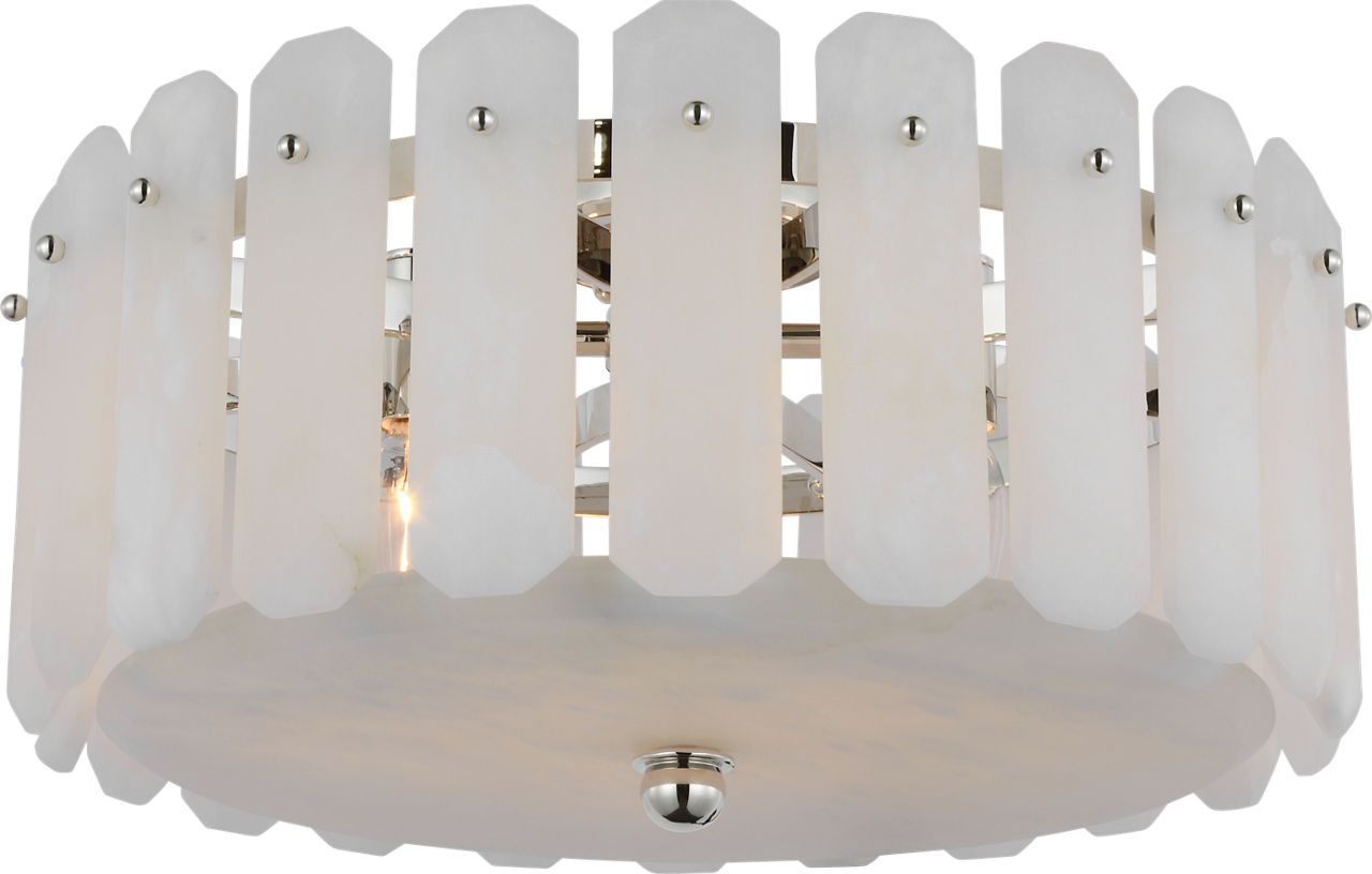 Bonnington Medium Flush Mount in Polished Nickel with Alabaster