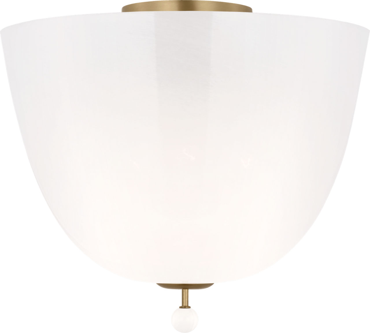 Brisa 14" Semi-Flush Mount in Hand-Rubbed Antique Brass with White Strie Glass