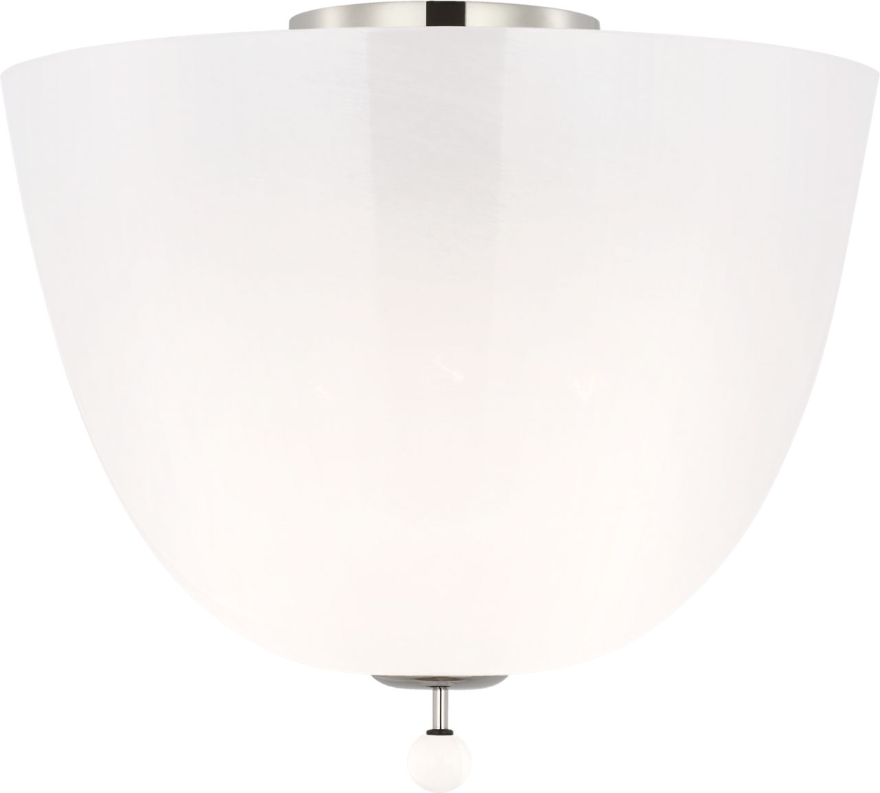 Brisa 14" Semi-Flush Mount in Polished Nickel with White Strie Glass