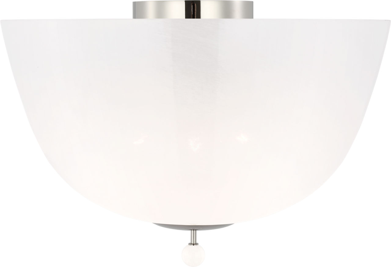 Brisa 16" Semi-Flush Mount in Polished Nickel with White Strie Glass