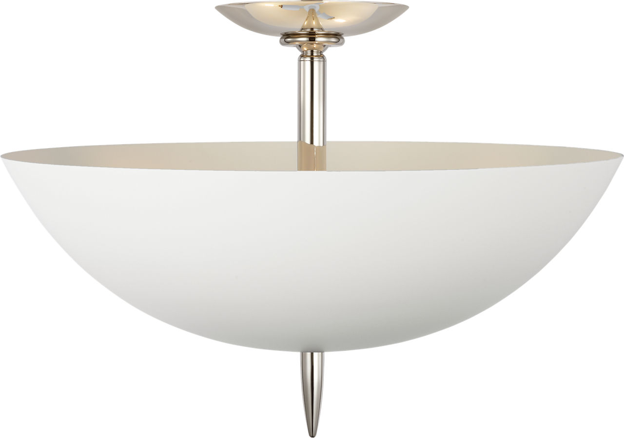 Orsini 16" Semi-Flush Mount in Polished Nickel with Plaster White Shade