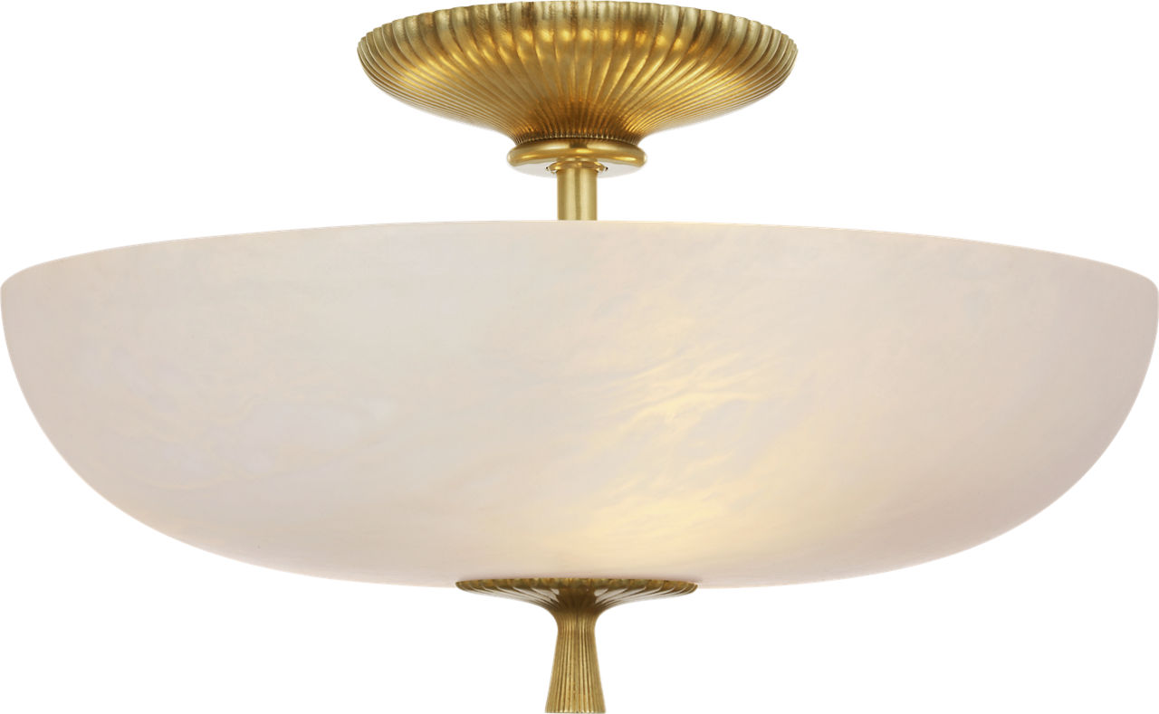 Pascal 14" Bowl Semi-Flush Mount in Hand-Rubbed Antique Brass with Alabaster