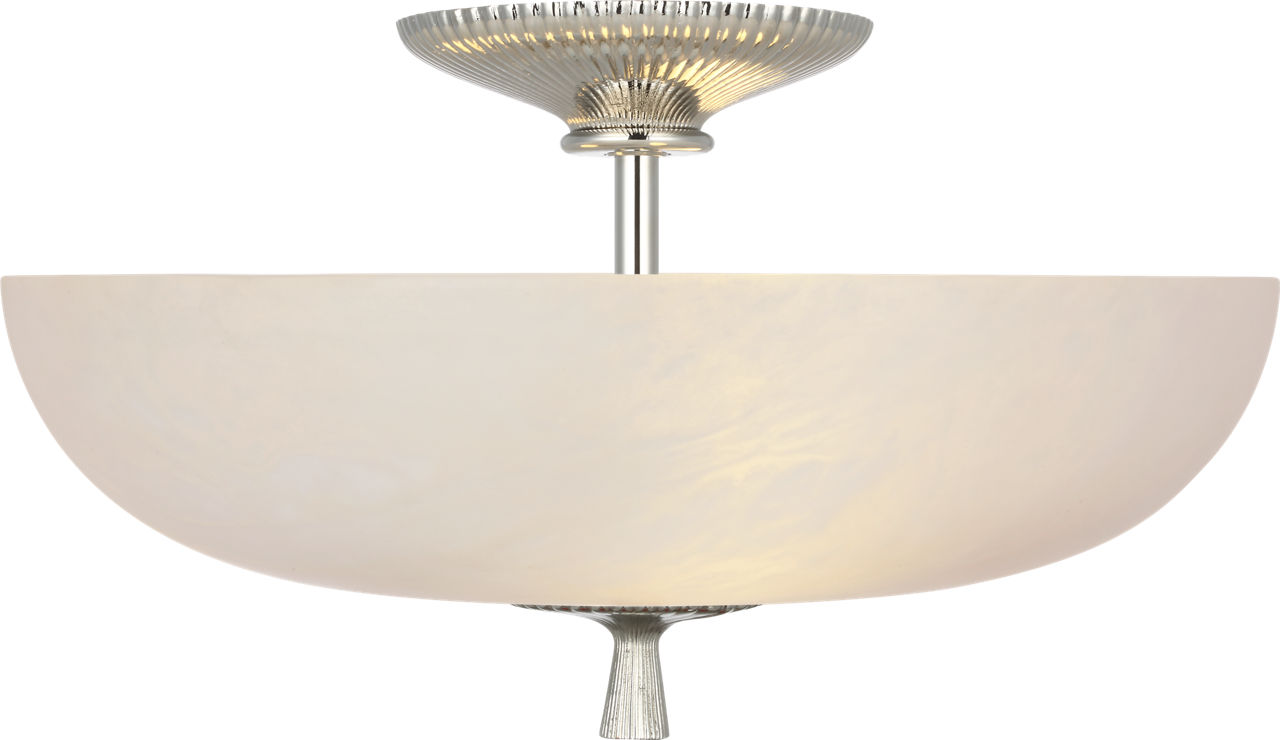 Pascal 14" Bowl Semi-Flush Mount in Polished Nickel with Alabaster