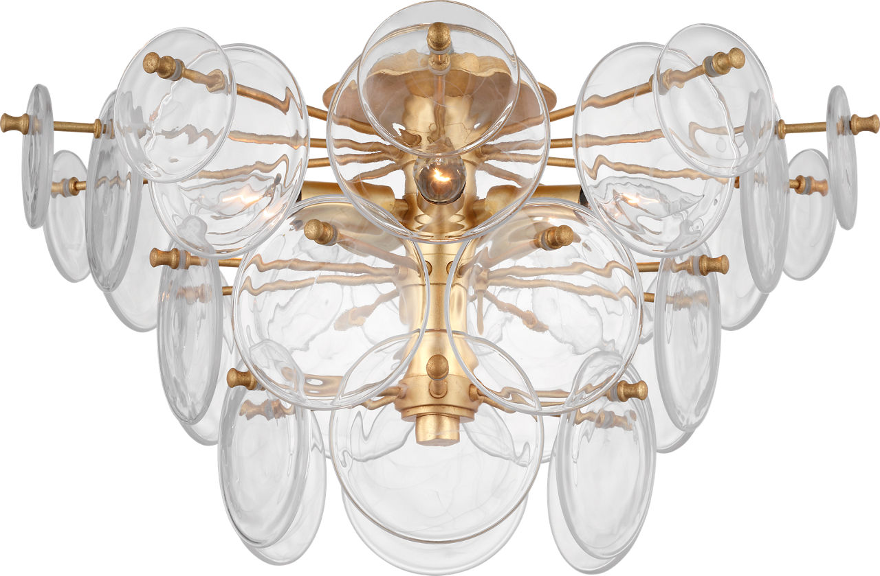 Loire Medium Tiered Flush Mount in Gild with Clear Strie Glass