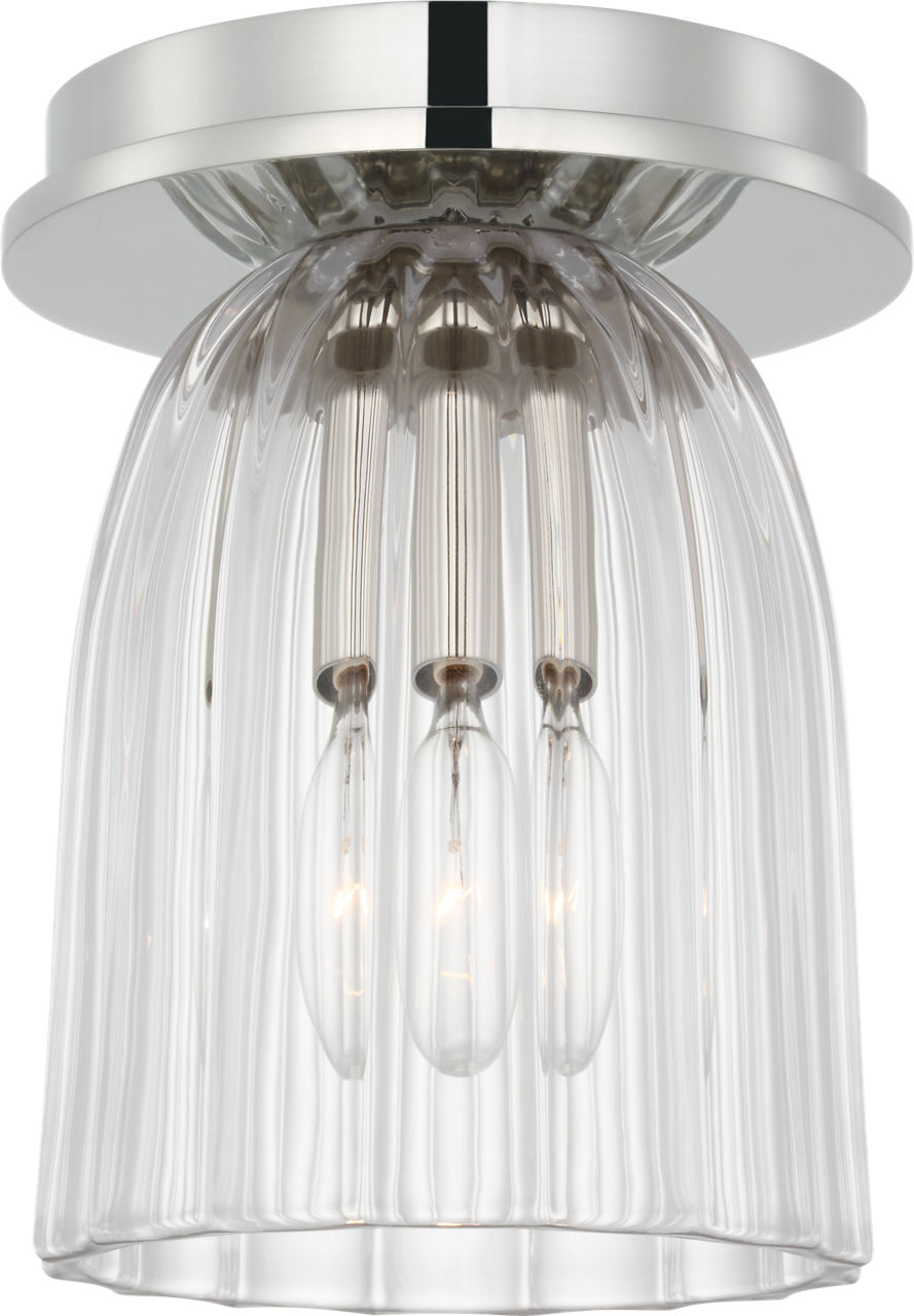 Asalea 5" Solitaire Flush Mount in Polished Nickel with Clear Glass