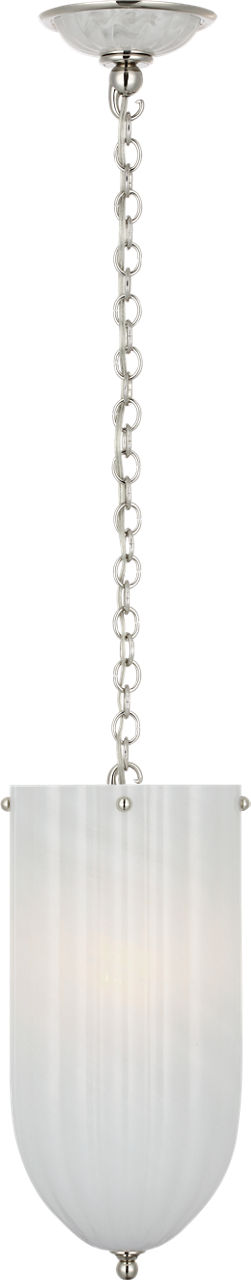 Rosehill 8" Pendant in Polished Nickel with White Strie Glass