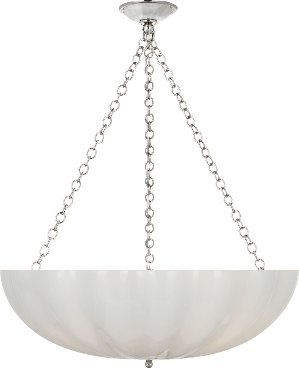 Rosehill 28" Bowl Chandelier in Polished Nickel with White Strie Glass