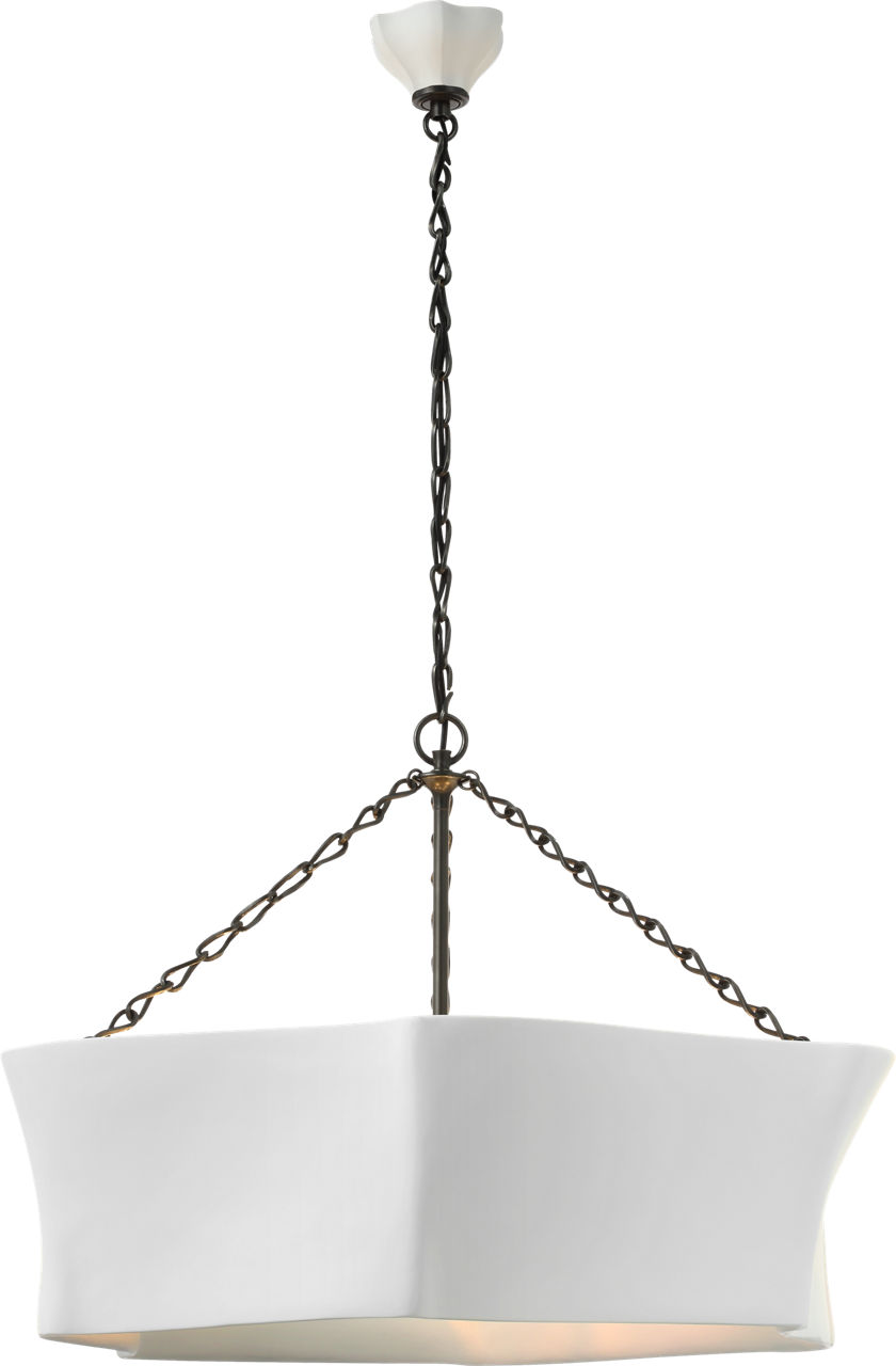 Ayers 31" Sculptural Chandelier in Bronze and Plaster White