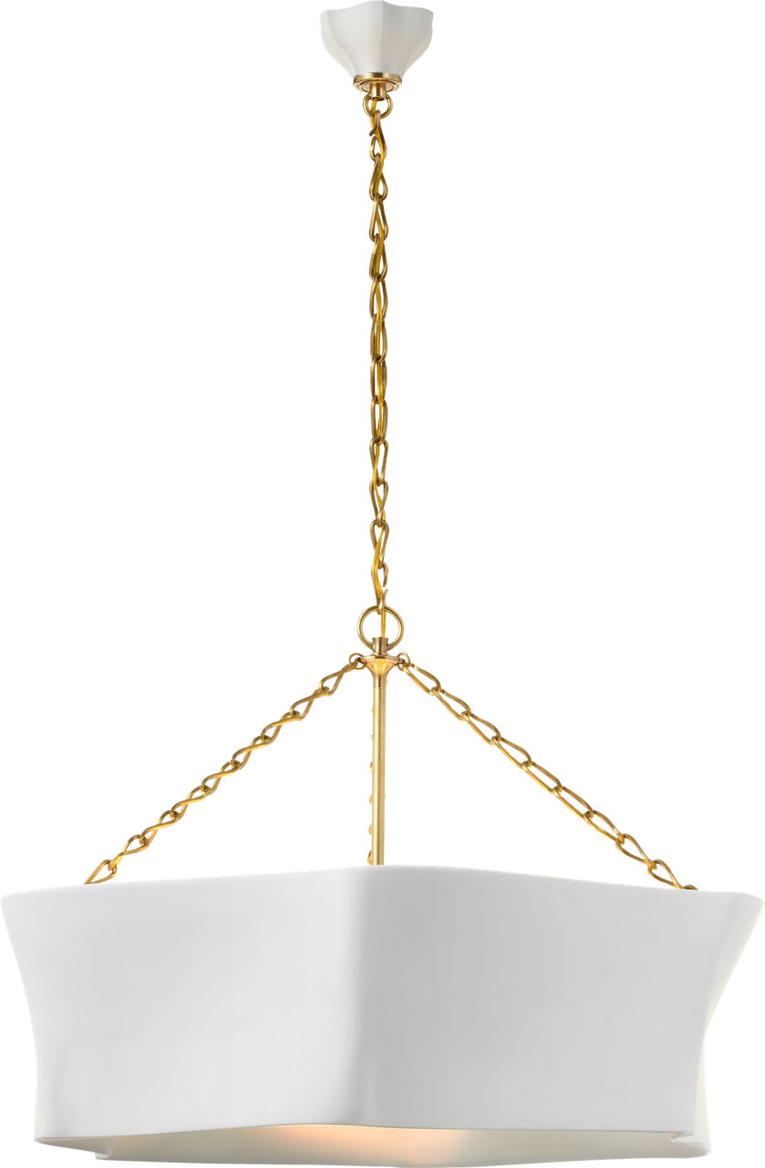 Ayers 31" Sculptural Chandelier in Hand-Rubbed Antique Brass and Plaster White