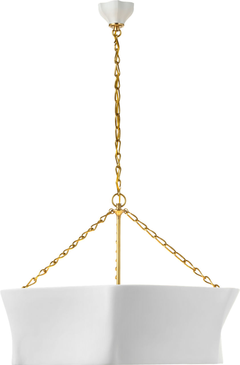 Ayers 31" Sculptural Chandelier in Hand-Rubbed Antique Brass and Plaster White