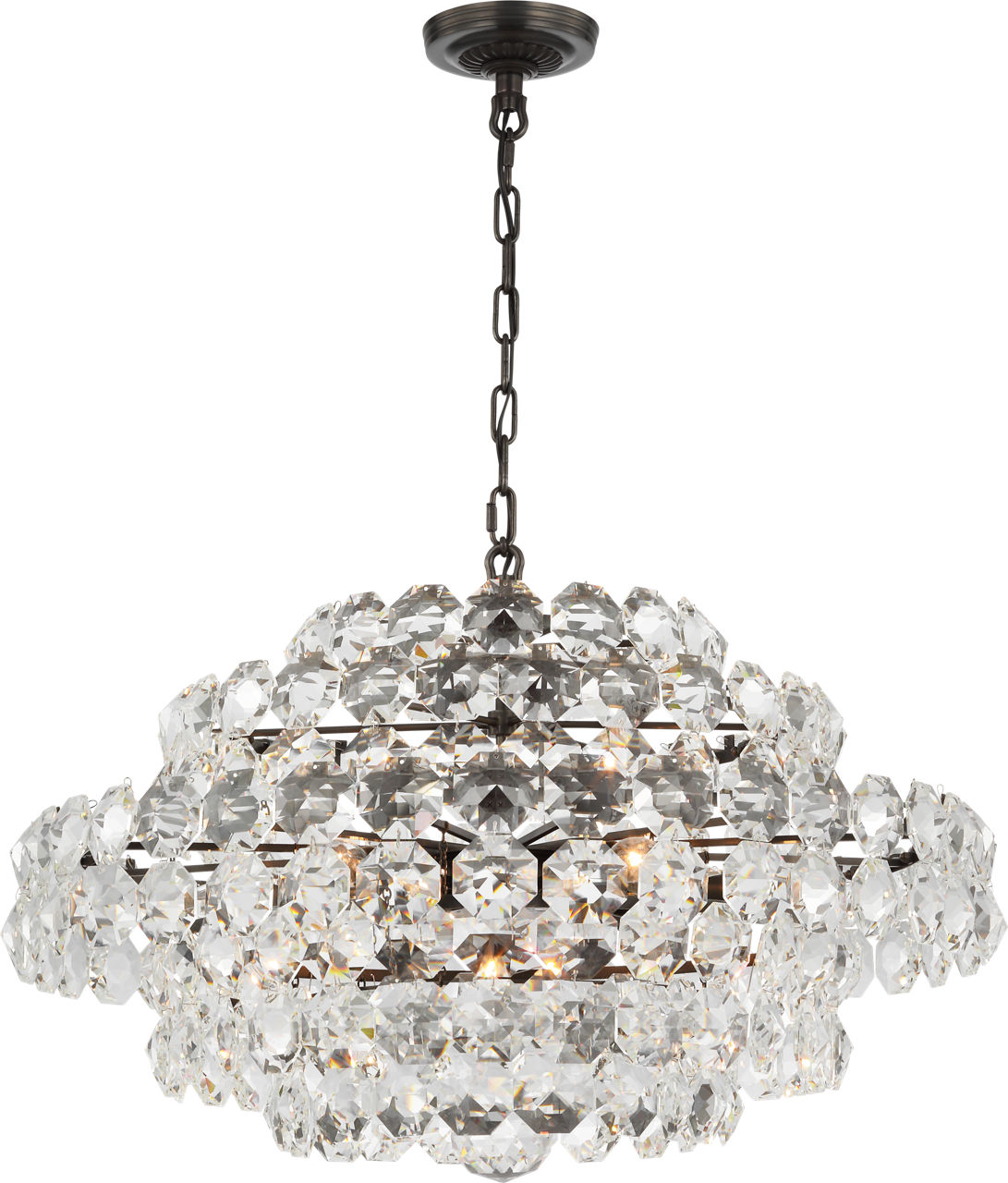 Sanger Small Chandelier in Bronze with Crystal