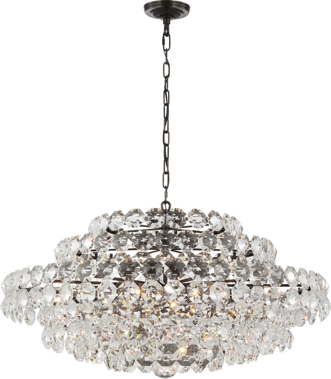 Sanger Large Chandelier in Bronze with Crystal