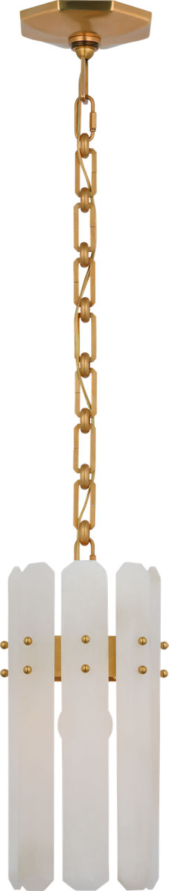 Bonnington Small Pendant in Hand-Rubbed Antique Brass with Alabaster