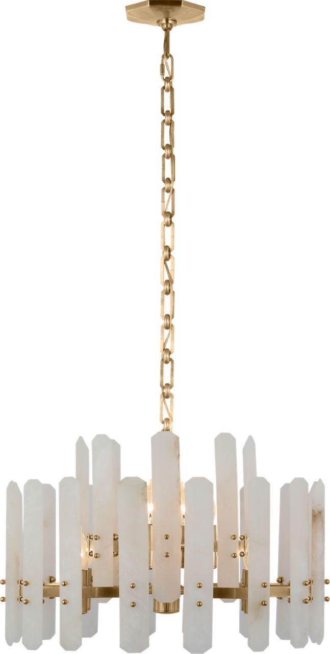 Bonnington Small Chandelier in Hand-Rubbed Antique Brass with Alabaster