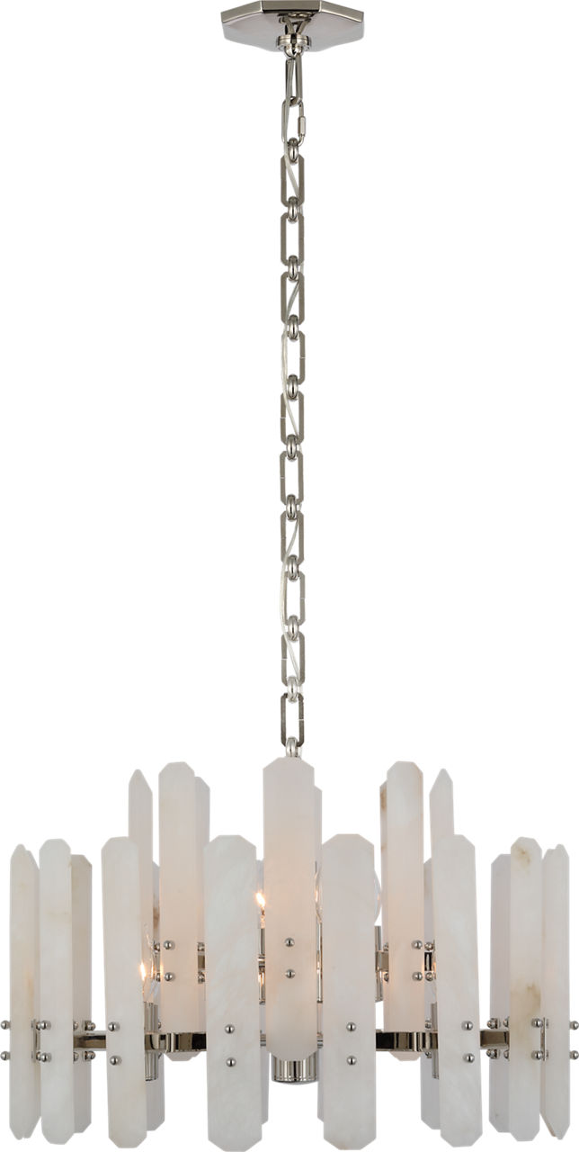 Bonnington Small Chandelier in Polished Nickel with Alabaster