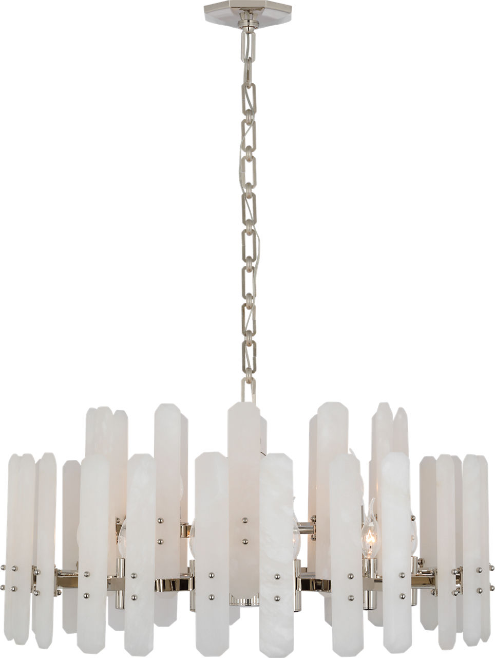 Bonnington Large Chandelier in Polished Nickel with Alabaster
