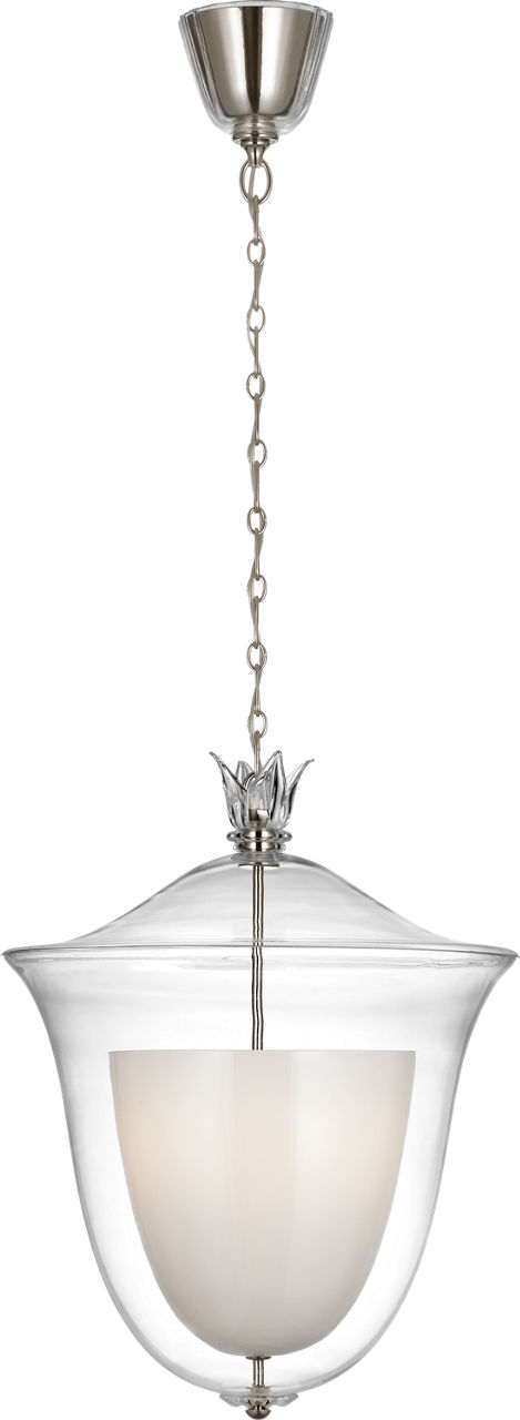 Varenna 19" Pendant in Polished Nickel with Clear and White Glass