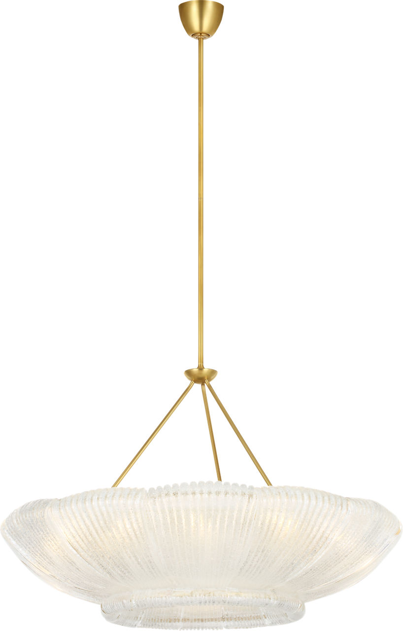 Claude 39" Chandelier in Hand-Rubbed Antique Brass with Clear Graniglia Glass