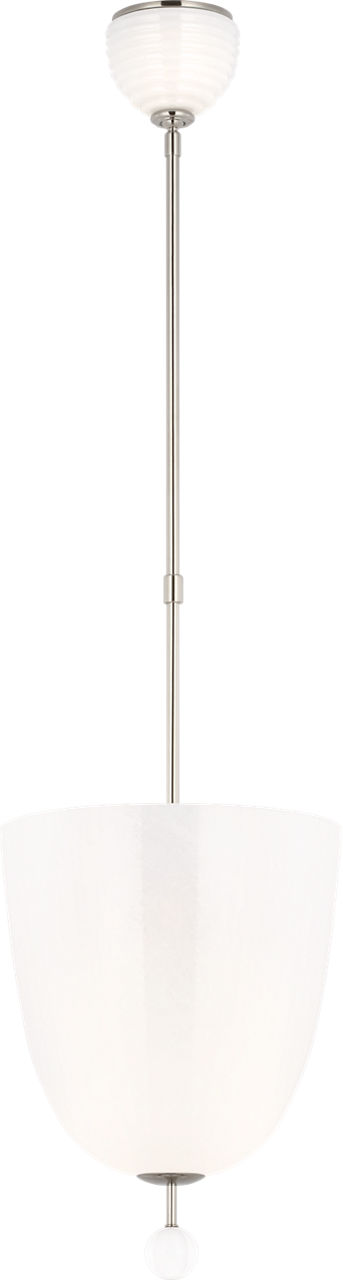 Brisa 13" Uplight Pendant in Polished Nickel with White Strie Glass