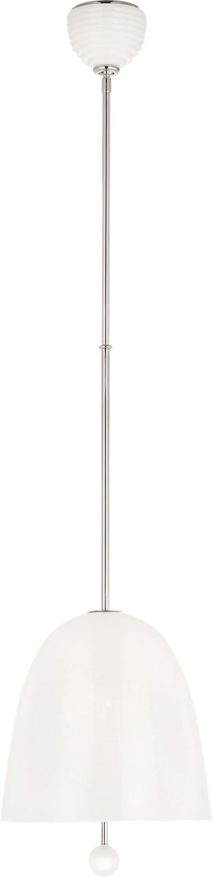 Brisa 13" Pendant in Polished Nickel with White Strie Glass