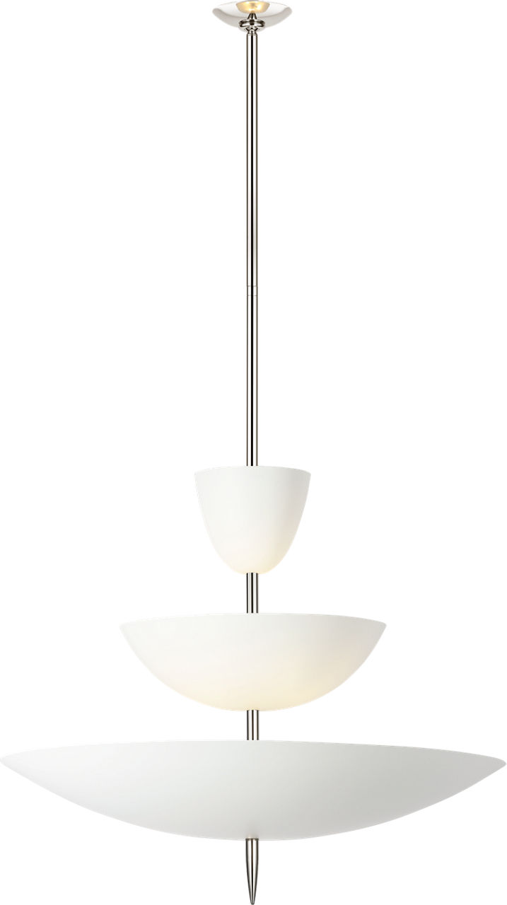 Orsini 30" Three Tier Chandelier in Polished Nickel with Plaster White Shades